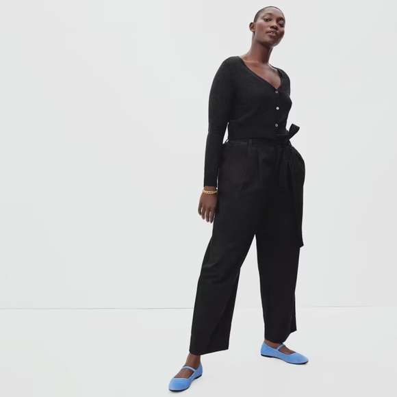 EVERLANE The Featherweight Alpaca Cardigan Heathered Black Button Up NEW - Picture 3 of 7